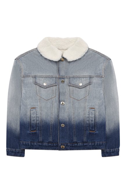 Детская джинсовая куртка MOSCHINO голубого цвета по цене 39450 руб., арт. HUS042/L0E01/4A-8A | Фото 1