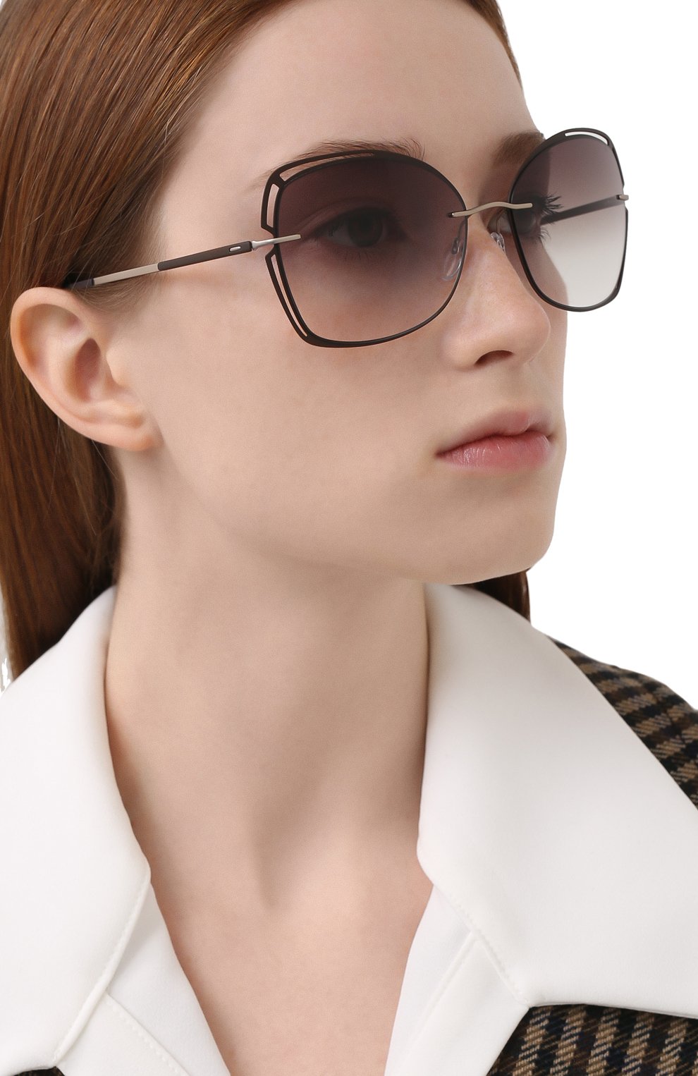 Женские солнцезащитные очки SILHOUETTE коричневого цвета, арт. 8177/6040 | Фото 2 (Региональные ограничения белый список (Axapta Mercury): RU; Тип очков: С/з; Оптика Гендер: оптика-женское; Очки форма: Бабочка)