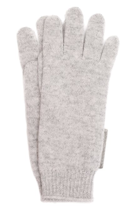 Детские кашемировые перчатки BRUNELLO CUCINELLI светло-серого цвета, арт. B12M14589B | Фото 1 (Материал: Шерсть, Кашемир, Текстиль)