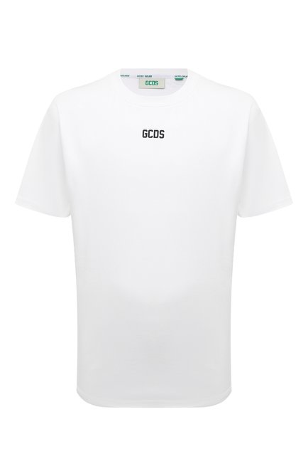 Мужская хлопковая футболка GCDS белого цвета, арт. CC94M130103 | Фото 1 (Материал внешний: Хлопок; Рукава: Короткие; Длина (для топов): Стандартные; Принт: Без принта; Стили: Кэжуэл)