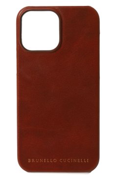 Кожаный чехол для iphone 13 pro max BRUNELLO CUCINELLI коричневого цвета, арт. MLLIB13M | Фото 1 (Женское Кросс-КТ: Кожа iPhone)