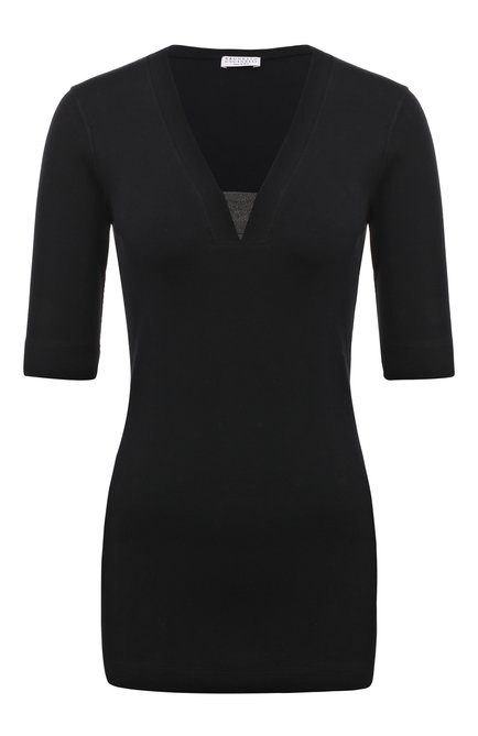 Женский хлопковый пуловер BRUNELLO CUCINELLI черного цвета по цене 72850 руб., арт. M0TC8EL692 | Фото 1