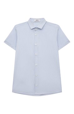 Детская хлопковая рубашка ALETTA голубого цвета, арт. AM220783C-37/4A-8A | Фото 1 (Рукава: Короткие; Материал внешний: Хлопок; Стили: Классический)