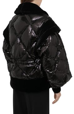 Женская куртка с пайетками BALMAIN черного цвета, арт. UF19502/X284 | Фото 4 (Кросс-КТ: Куртка; Рукава: Длинные; Стили: Гламурный; Женское Кросс-КТ: Пуховик-куртка; Региональные ограничения белый список (Axapta Mercury): Не проставлено; Материал внешний: Синтетический материал; Материал сплава: Проставлено; Материал подклада: Синтетический материал; Драгоценные камни: Проставлено; Длина (верхняя одежда): Короткие)