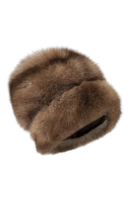 Женская шапка из меха соболя KUSSENKOVV коричневого цвета, арт. 063600005679 | Фото 1 (Материал: Натуральный мех)