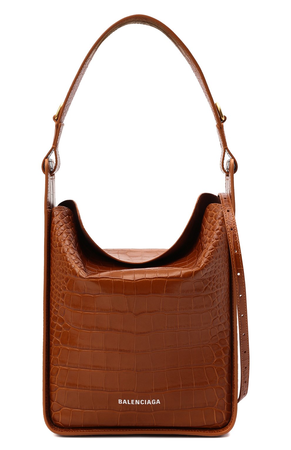 Женская сумка tool s BALENCIAGA коричневого цвета, арт. 659920/23E01 | Фото 6 (Сумки-технические: Сумки top-handle; Размер: medium; Материал: Натуральная кожа; Ремень/цепочка: На ремешке)