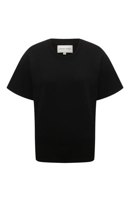 Женская хлопковая футболка LOULOU STUDIO черного цвета по цене 11650 руб., арт. TELANT0 | Фото 1