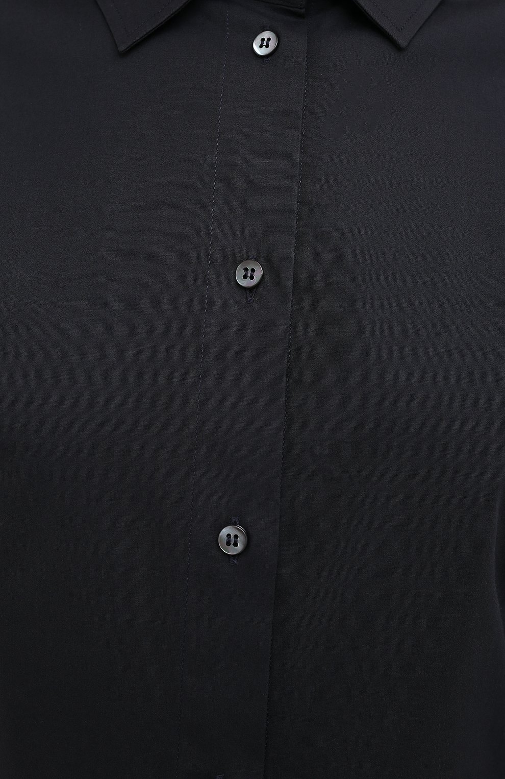 Женская хлопковая рубашка DOLCE & GABBANA темно-синего цвета, арт. F5G19T/FUEAJ | Фото 5 (Рукава: Длинные; Стили: Гламурный; Принт: Без принта; Женское Кросс-КТ: Рубашка-одежда; Длина (для топов): Стандартные; Материал сплава: Проставлено; Материал внешний: Хлопок; Драгоценные камни: Проставлено)