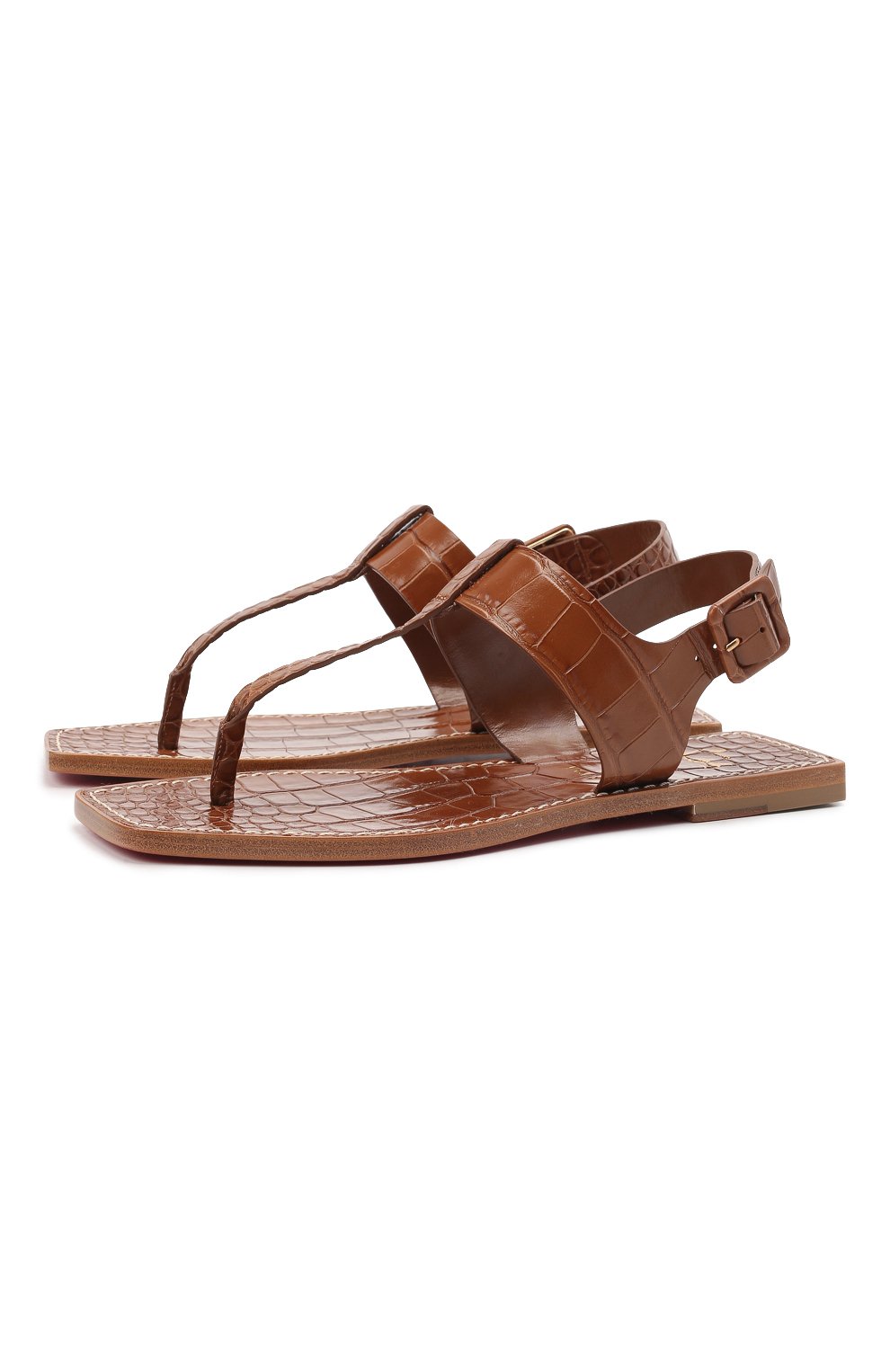 Женские кожаные сандалии cubongo CHRISTIAN LOUBOUTIN коричневого цвета, арт. 3210100/CUB0NG0 FLAT | Фото 1 (Каблук высота: Низкий; Материал внутренний: Натуральная кожа; Подошва: Плоская)