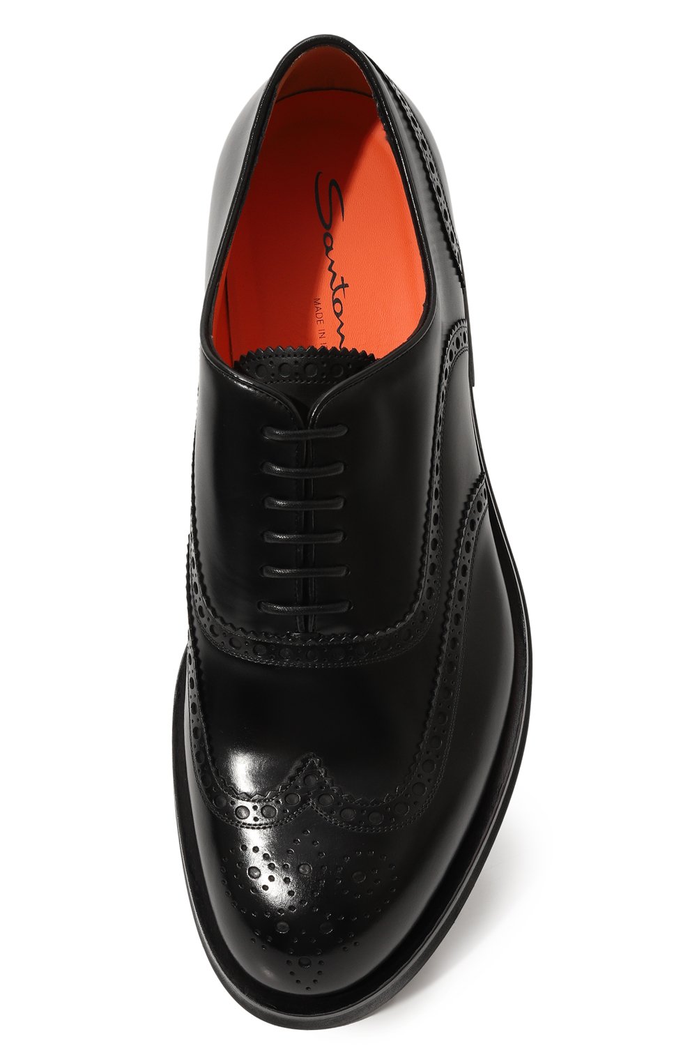 Мужские кожаные оксфорды SANTONI черного цвета, арт. MCCG18536JW2BPWE | Фото 6 (Мужское Кросс-КТ: Броги-обувь; Материал внутренний: Натуральная кожа; Материал сплава: Простав�лено; Нос: Не проставлено; Стили: Классический)