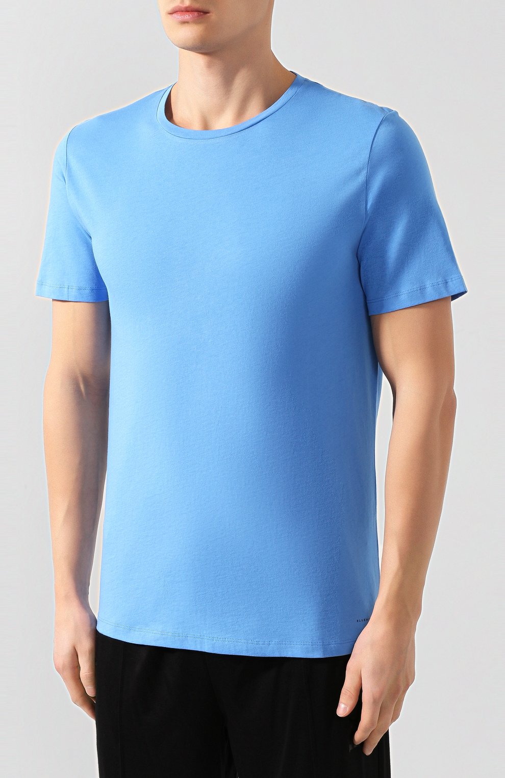 Мужская хлопковая футболка BLUEMINT голубого цвета, арт. EDWARD | Фото 3 (Кросс-КТ: домашняя одежда; Рукава: Короткие; Длина (для топов): Стандартные; Материал внешний: Хлопок; Мужское Кросс-КТ: Футболка-белье)