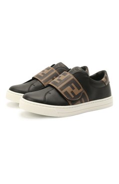Мужского кожаные кеды FENDI черного цвета, арт. JMR325/A7N4/24-31 | Фото 1 (Мальчики Кросс-КТ: Обувь-низкие; Региональные ограничения белый список (Axapta Mercury): RU; Кросс-КТ: велькро; Мальчики-школьная форма: Спортивная обувь)