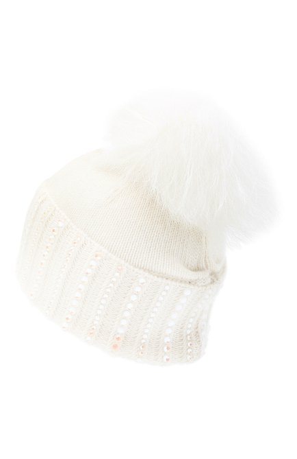 Женская кашемировая шапка WILLIAM SHARP белого цвета, арт. A107-2/BLEACHED RAC00N | Фото 2 (Материал: Кашемир, Шерсть, Текстиль)