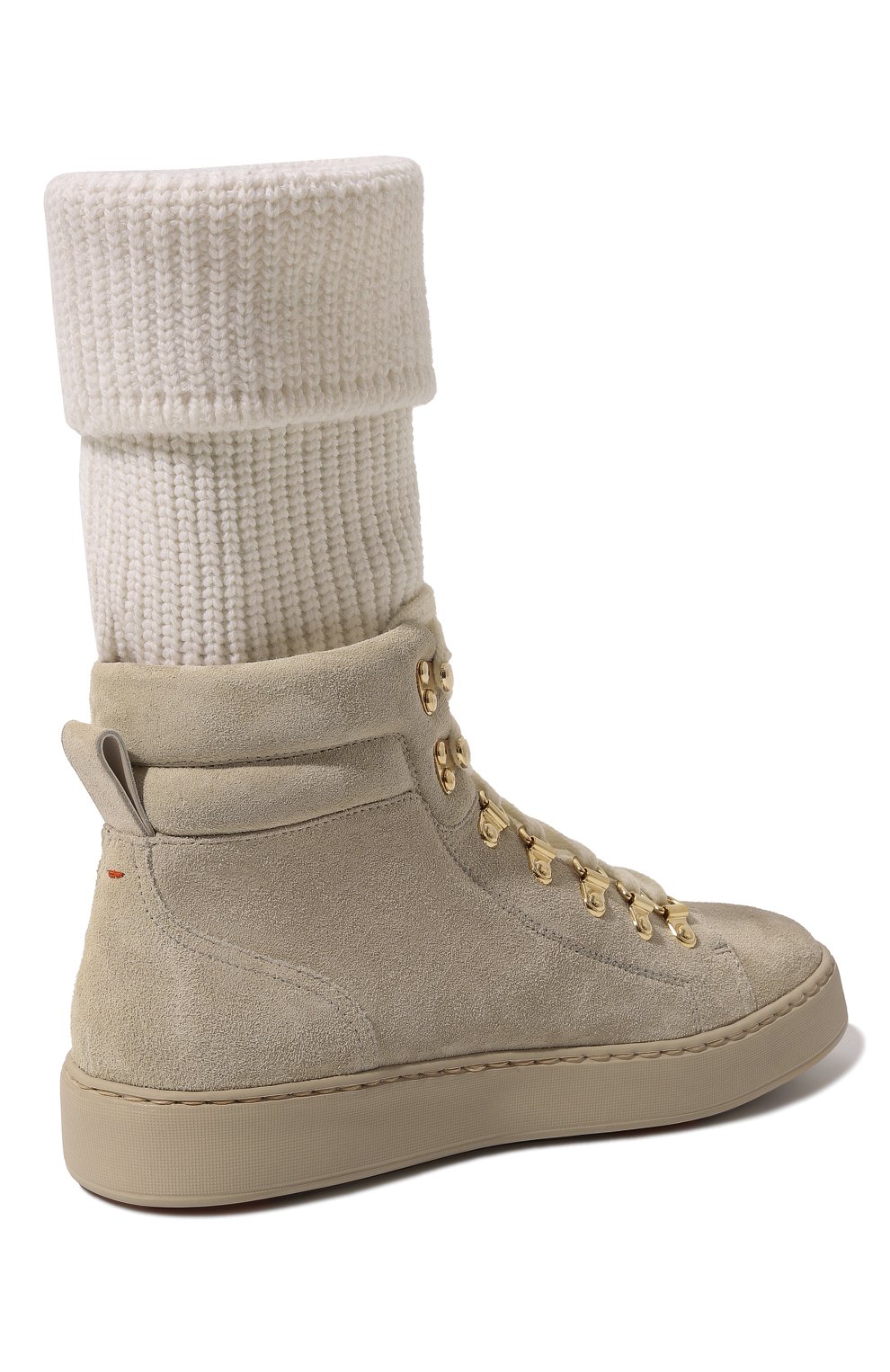 Женские замшевые кеды SANTONI бежевого цвета, арт. WBVI61036SABTSAPE20 | Фото 5 (Кросс-КТ: хайтопы; Подошва: Платформа; Региональные ограничения белый список (Axapta Mercury): Не проставлено; Материал внутренний: Натуральная кожа; Материал сплава: Проставлено; Нос: Не проставлено; Драгоценные камни: Проставлено; Материал внешний: Замша; Стили: Кэжуэл)