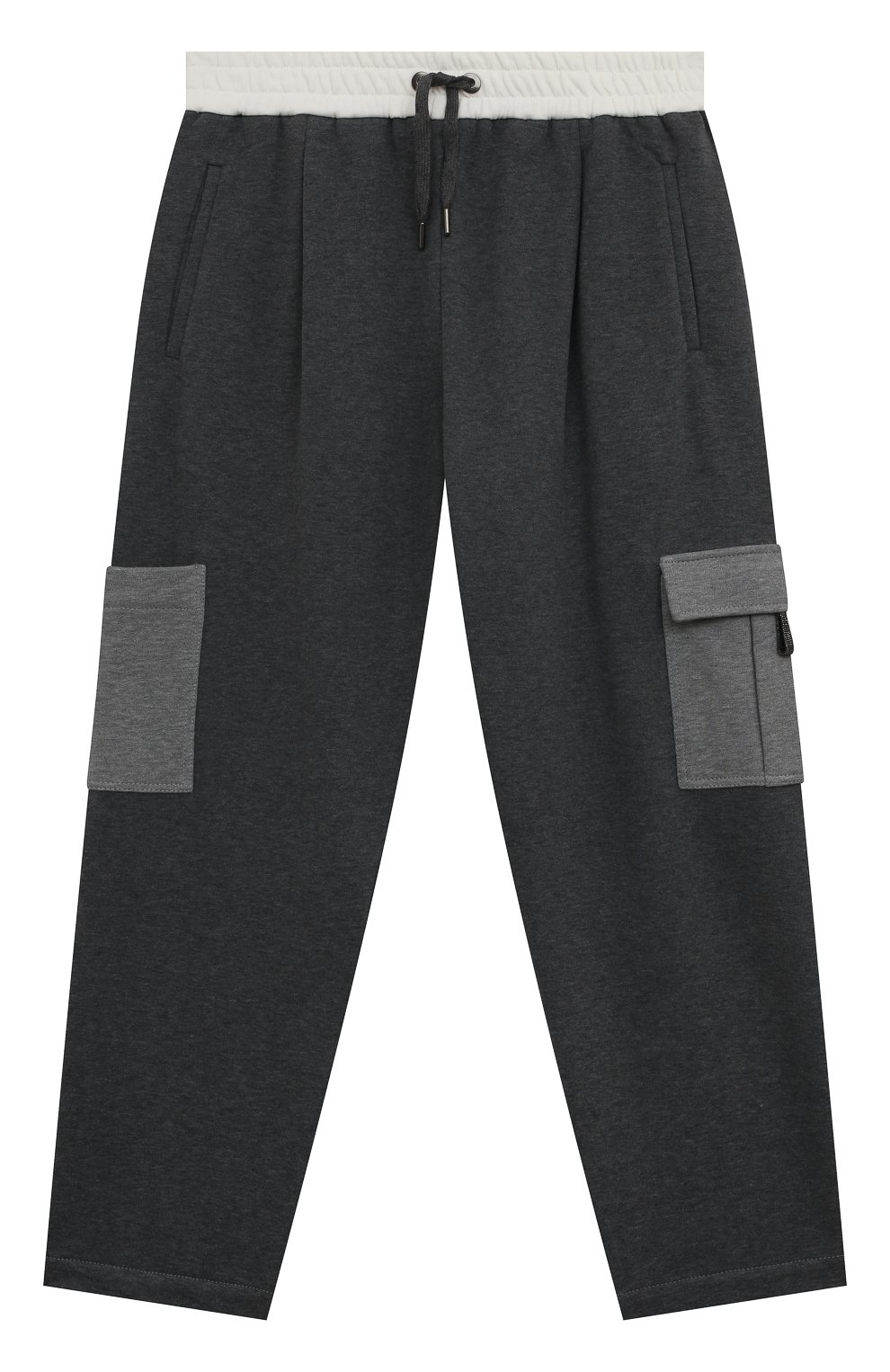 Детские хлопковые брюки BRUNELLO CUCINELLI серого цвета, арт. BN05NE617C | Фото 1 (Случай: Повседневный; Материал внешний: Хлопок; Ростовка одежда: 12 лет | 152 см)