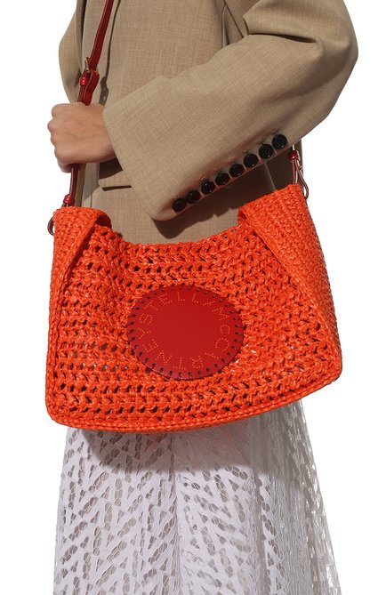 Женский сумка-тоут stella logo small STELLA MCCARTNEY оранжевого цвета, арт. 513860/W70018 | Фото 2 (Материал: Текстиль; Ремень/цепочка: На ремешке; Размер: small; Сумки-технические: Сумки-шопперы)