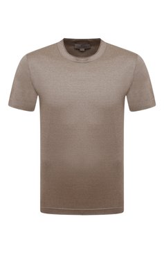 Мужская хлопковая футболка CANALI темно-бежевого цвета, арт. T0356/MJ00002 | Фото 1 (Принт: Без принта; Рукава: Короткие; Длина (для топов): Стандартные; Материал внешний: Хлопок; Стили: Кэжуэл)