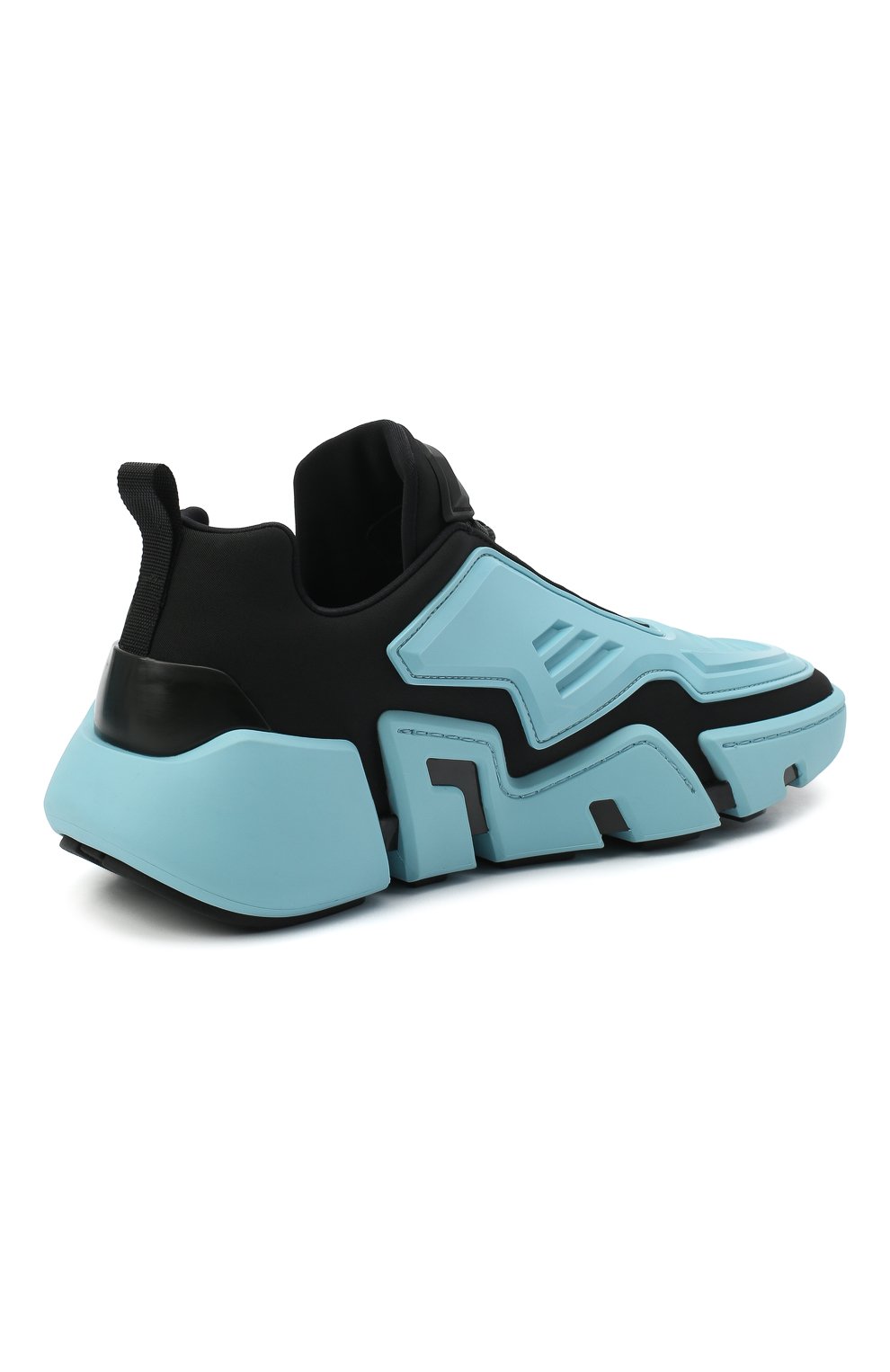 Мужские кроссовки tecno stretch PRADA голубого цвета, арт. 2EG314-3LCW-F014B | Фото 4 (Материал внешний: Текстиль; Стили: Гранж; Материал утеплителя: Без утеплителя; Подошва: Массивная)