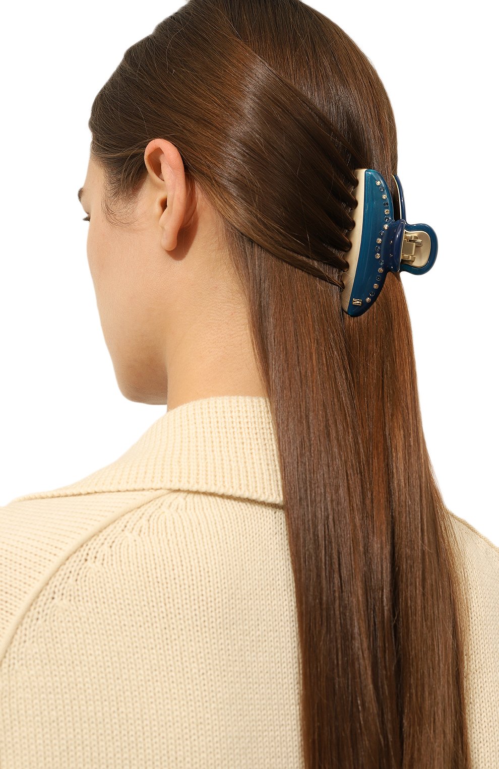 Женская заколка для волос ALEXANDRE DE PARIS синего цвета, арт. ICCM-15571-03A23 OM | Фото 2 (Материал сплава: Проставлено; Нос: Не проставлено)