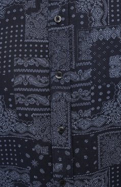 Мужская льняная рубашка 120% LINO темно-синего цвета, арт. T0M1311/F970/000 | Фото 5 (Манжеты: На пуговицах; Рукава: Длинные; Воротник: Акула; Случай: Повседневный; Длина (для топов): Стандартные; Принт: С принтом; Материал внешний: Лен; Мужское Кросс-КТ: Рубашка-одежда; Стили: Кэжуэл)