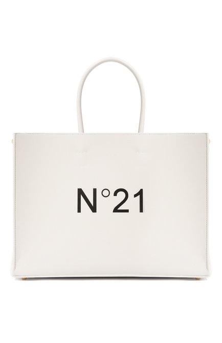 Женский сумка shopper N21 белого цвета, арт. 24EBP0102BS01 | Фото 1 (Драгоценные камни: Проставлено; Материал сплава: Проставлено; Материал: Экокожа; Размер: medium; Ремень/цепочка: На ремешке)