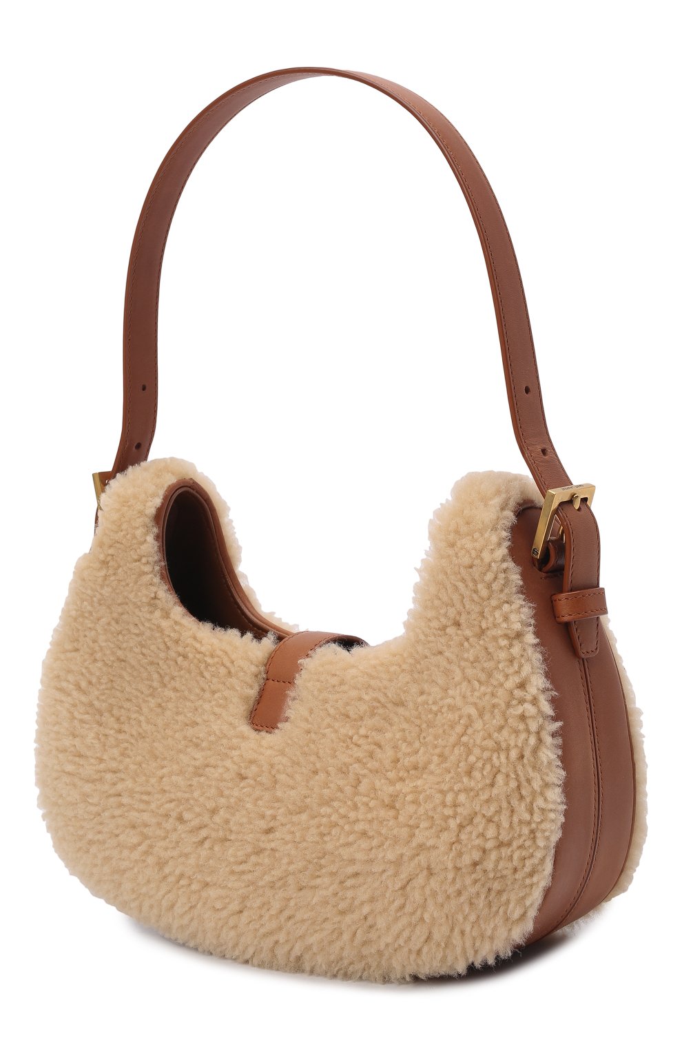Женская сумка fermoir SAINT LAURENT коричневого цвета, арт. 672615/29X3W | Фото 4 (Материал: Натуральный мех; Сумки-технические: Сумки top-handle; Размер: small)