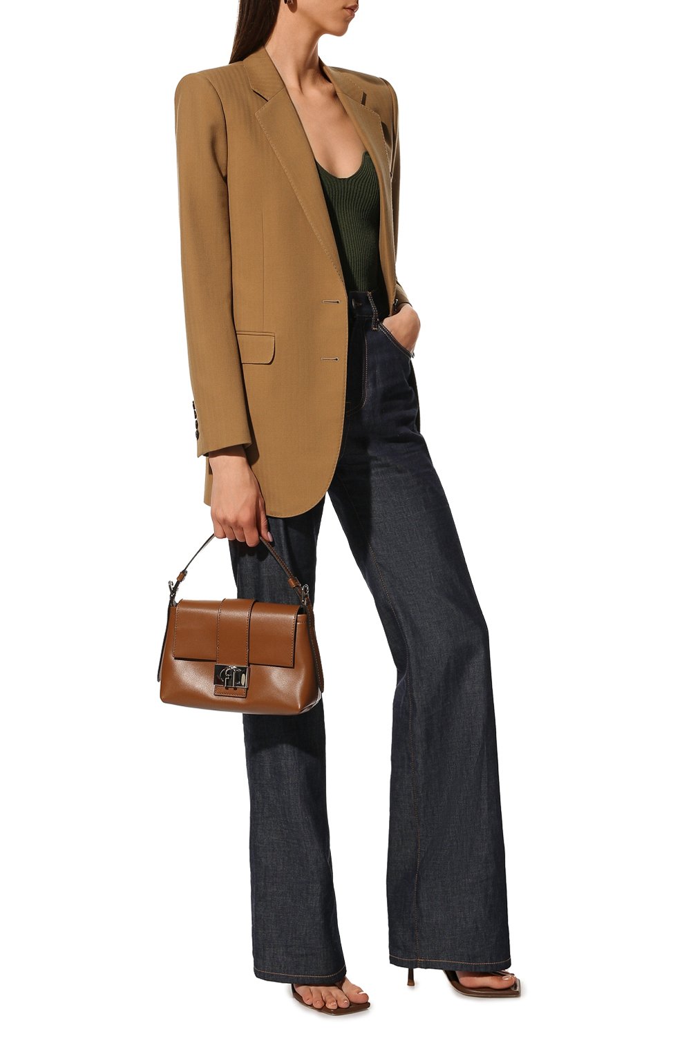 Женская сумка furla charlie small FURLA коричневого цвета, арт. WB00550/AX0733 | Фото 7 (Сумки-технические: Сумки top-handle; Материал: Натуральная кожа; Ремень/цепочка: На ремешке; Размер: small)
