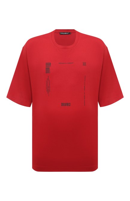 Мужская хлопковая футболка dgvib3 DOLCE & GABBANA красного цвета, арт. G8PB8T/G7K3B | Фото 1 (Драгоценные камни: Проставлено; Материал внешний: Хлопок; Рукава: Короткие; Материал сплава: Проставлено; Длина (для топов): Удлиненные)