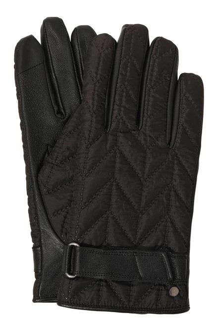 Мужские комбинированные перчатки ROECKL черного цвета, арт. 13013-944 | Фото 1 (Материал сплава: Проставлено; Материал: Натуральная кожа; Нос: Не проставлено)