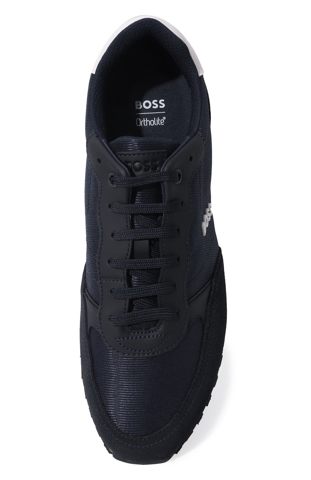 Мужские комбинированные кроссовки BOSS темно-синего цвета, арт. 50470152 | Фото 6 (Стили: Классический; Материал утеплителя: Без утеплителя; Материал внутренний: Текстиль; Подошва: Массивная)