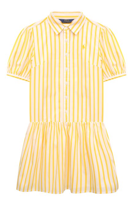 Детское хлопковое платье POLO RALPH LAUREN желтого цвета, арт. 313862422 | Фото 1 (Материал внешний: Хлопок; Рукава: Короткие; Девочки Кросс-КТ: Платье-одежда; Случай: Повседневный; Ростовка одежда: 10 - 11 лет | 140 - 146см, 12 лет | 152 см, 13 - 15 лет | 158 см, 7 лет | 122 см, 9 лет | 134 см)