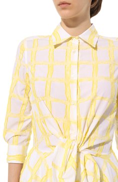 Женское хлопковое платье SARA ROKA желтого цвета, арт. S1Q7380/SA11440 | Фото 5 (Женское Кросс-КТ: платье-рубашка, Платье-одежда; Случай: Повседневный; Материал сплава: Проставлено; Материал внешний: Хлопок; Д лина Ж (юбки, платья, шорты): Миди; Драгоценные камни: Проставлено; Рукава: 3/4; Стили: Кэжуэл)
