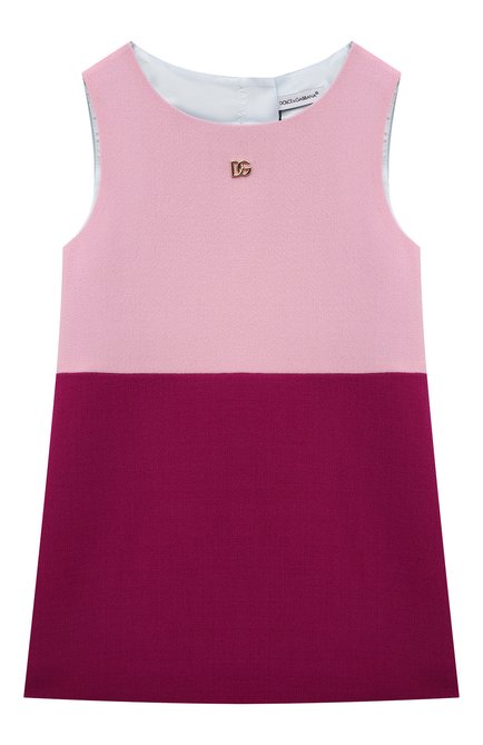 Детское шерстяное платье DOLCE & GABBANA розового цвета, арт. L52DV9/G7BBA/2-6 | Фото 1 (Материал подклада: Вискоза; Материал внешний: Шерсть; Рукава: Короткие; Девочки Кросс-КТ: Платье-одежда; Случай: Повседневный; Ростовка одежда: 2 года | 92 см, 3 года | 98 см, 4 года | 104 см, 5 лет | 110 см, 6 лет | 116 см)