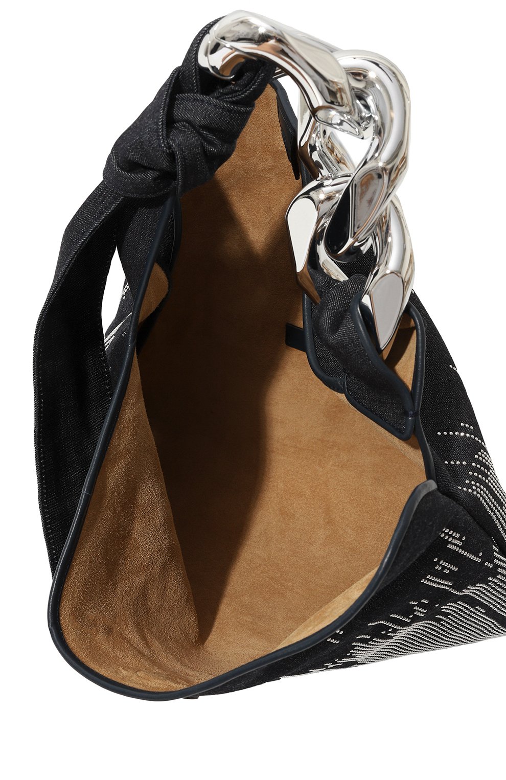 Женская сумка chain hobo small JW ANDERSON черного цвета, арт. HB0531-FA0274 | Фото 5 (Сумки-технические: Сумки top-handle; Материал сплава: Проставлено; Материал: Текстиль; Драгоценные камни: Проставлено; Размер: small)