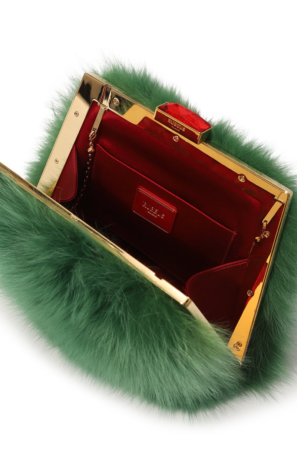 Женская сумка mydas large RUBEUS MILANO зеленого цвета, арт. 013/16D | Фото 5 (Материал: Натуральный мех; Женское Кросс-КТ: Вечерняя сумка; Сумки-технические: Сумки top-handle; Размер: large)