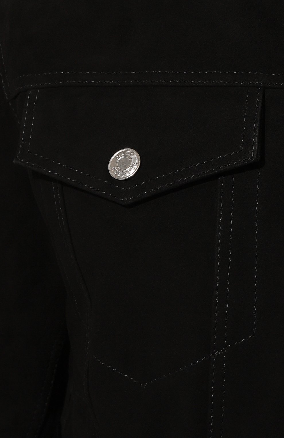 Мужская замшевая куртка HUGO черного цвета, арт. 50486618 | Фото 5 (Кросс-КТ: Куртка; Материал внешний: Замша, Натуральная кожа; Рукава: Длинные; Материал сплава: Проставлено; Драгоценные камни: Проставлено; Мужское Кросс-КТ: Кожа и замша; Длина (верхняя одежда): Короткие; Стили: Кэжуэл)