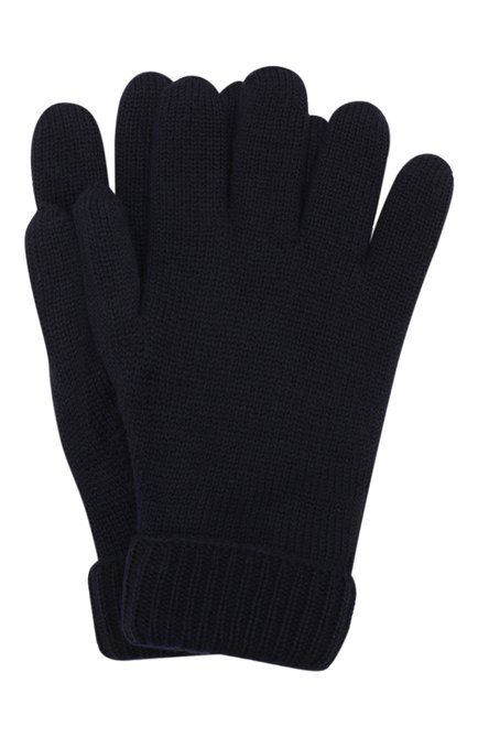Детские шерстяные перчатки IL TRENINO темно-синего цвета, арт. 19 9008/E0 | Фото 1 (Статус проверки: Проверено, Проверена категория; Материал: Шерсть, Текстиль)