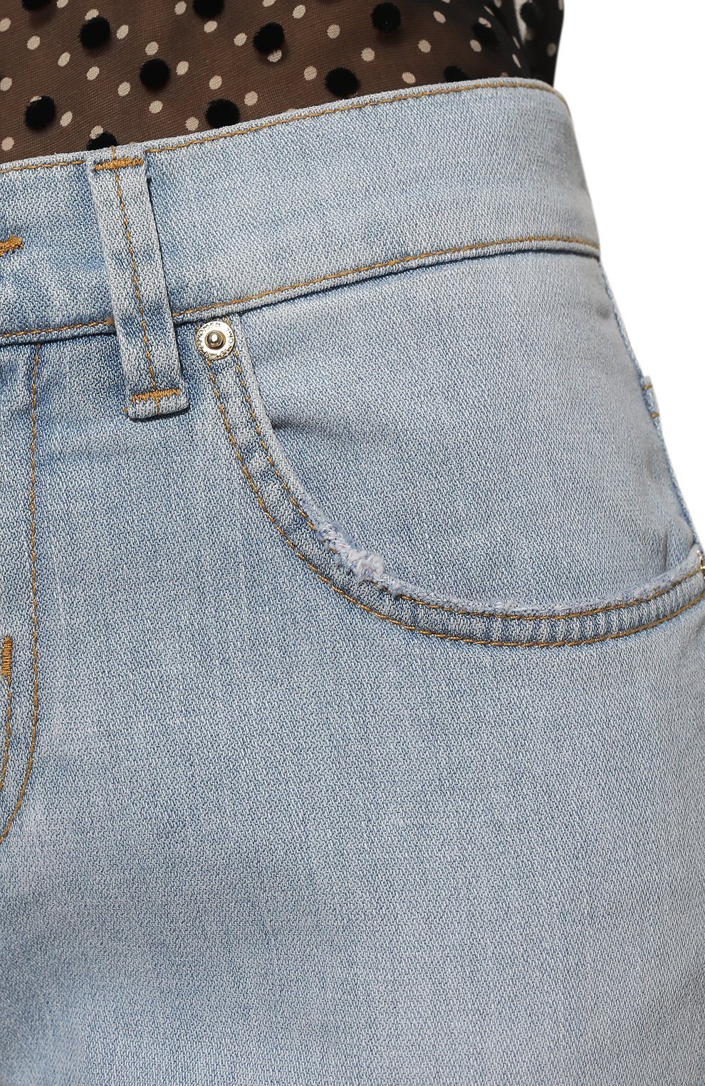 Женские укороченные джинсы прямого кроя с потертостями TWO WOMEN IN THE WORLD голубого цвета, арт. M0RICH/SHPQC | Фото 5 (Кросс-КТ: Деним; Длина (брюки, джинсы): Стандартные; Материал внешний: Хлопок; Статус проверки: Проверена категория)