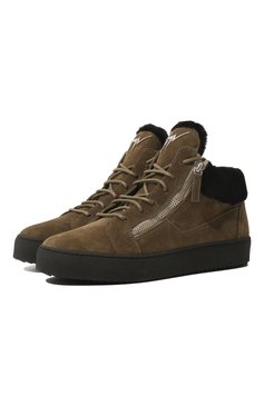 Мужские замшевые кеды kriss winter GIUSEPPE ZANOTTI DESIGN хаки цвета, арт. RU10000/009 | Фото 1 (Материал утеплителя: Натуральный мех; Материал сплава: Проставлено; Нос: Не проставлено; Стили: Классический; Подошва: Массивная; Драгоценные камни: Проставлено; Материал внешний: Замша)