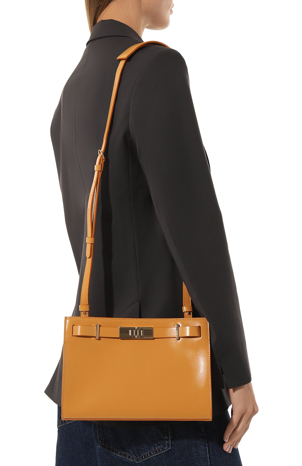 Женская сумка out of office small BORBONESE оранжевого цвета, арт. 924647 | Фото 2 (Сумки-технические: Сумки через плечо; Материал: Натуральная кожа)