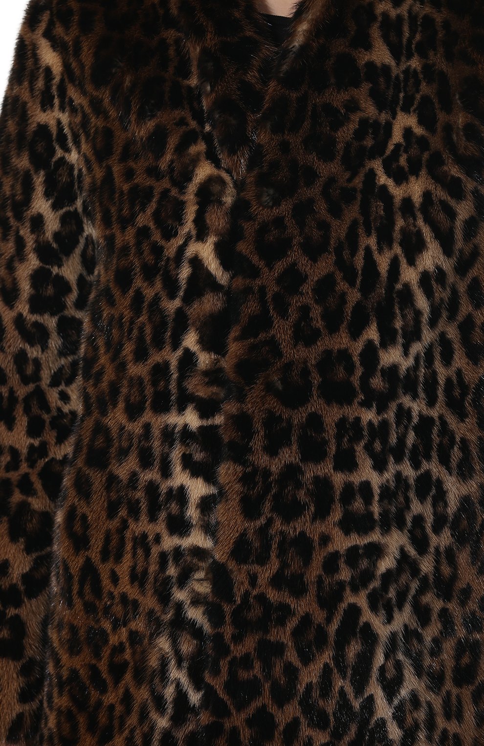 Женская шуба из меха норки SAINT LAURENT леопардового цвета, арт. 692384/Y7ZK2 | Фото 5 (Женское Кросс-КТ: Мех; Рукава: Длинные; Стили: Гламурный; Материал внешний: Натуральный мех; Длина (верхняя одежда): До середины бедра; Материал подклада: Купро)
