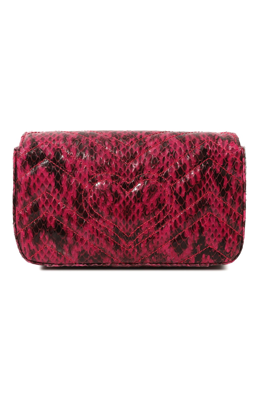 Женская сумка gg marmont super mini GUCCI розового цвета, арт. 476433 LV7BE | Фото 6 (Сумки-технические: Сумки через плечо; Материал: Экзотическая кожа, Натуральная кожа; Размер: mini; Ремень/цепочка: На ремешке)