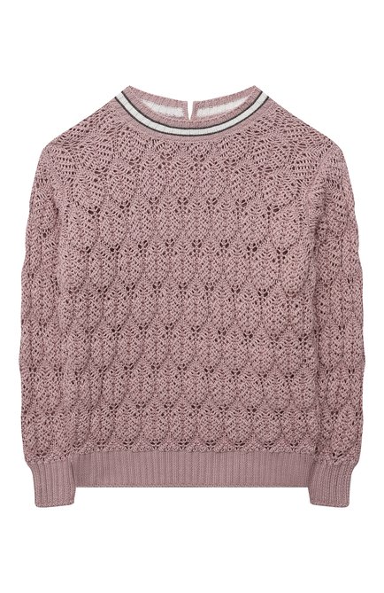 Детский хлопковый пуловер BRUNELLO CUCINELLI розового цвета по цене 62200 руб., арт. B58M70200A | Фото 1