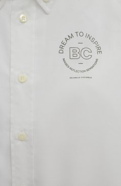 Детская хлопковая рубашка BRUNELLO CUCINELLI белого цвета, арт. BS673C303B | Фото 3 (Рукава: Длинные; Региональные ограничения белый список (Axapta Mercury): Не проставлено; Материал сплава: Проставлено; Материал внешний: Хлопок; Стили: Классический; Драгоценные камни: Проставлено)
