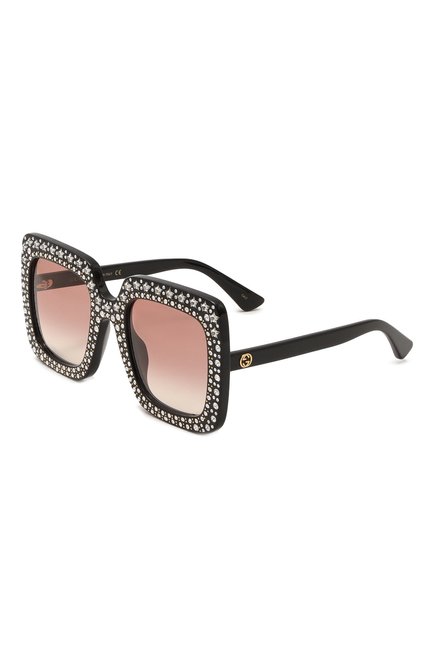 Женские солнцезащитные очки GUCCI черного цвета, арт. GG0148S/470484 J0740 | Фото 1