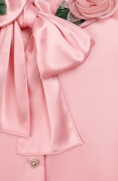Детское шелковая блузка DOLCE & GABBANA розового цвета, арт. L54S65/FU1AU/2-6 | Фото 3 (Материал внешний: Шелк; Рукава: Длинные; Ростовка одежда: 5 лет | 110 см)
