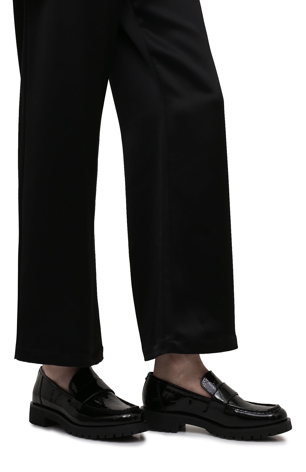 Женские кожаные лоферы holland MICHAEL MICHAEL KORS черного цвета, арт. 40R2HLFP1A | Фото 3 (Подошва: Платформа; Каблук высота: Низкий; Материал внутренний: Натуральная кожа)