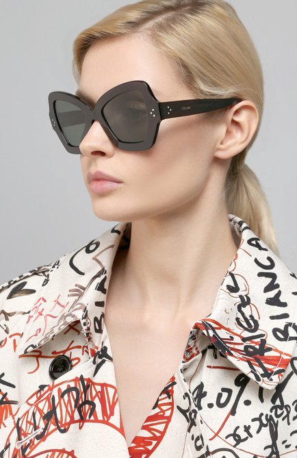 Женские солнцезащитные очки CELINE EYEWEAR черного цвета, арт. 40067I | Фото 2 (Тип очков: С/з; Очки форма: Бабочка; Оптика Гендер: оптика-женское)