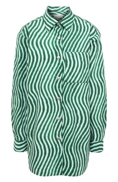 Женская хлопковая рубашка DRIES VAN NOTEN зеленого цвета, арт. 211-30731-2009 | Фото 1 (Рукава: Длинные; Женское Кросс-КТ: Рубашка-одежда; Принт: С принтом; Длина (для топов): Удлиненные; Региональные ограничения белый список (Axapta Mercury): RU; Материал внешний: Хлопок; Материал подклада: Хлопок; Стили: Кэжуэл)