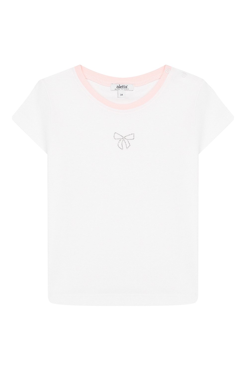 Детский хлопковая футболка ALETTA белого цвета, арт. RB00128/3A-6A | Фото 1 (Материал сплава: Проставлено; Нос: Не проставлено; Материал внешний: Хлопок; Кросс-КТ НВ: Футболка)